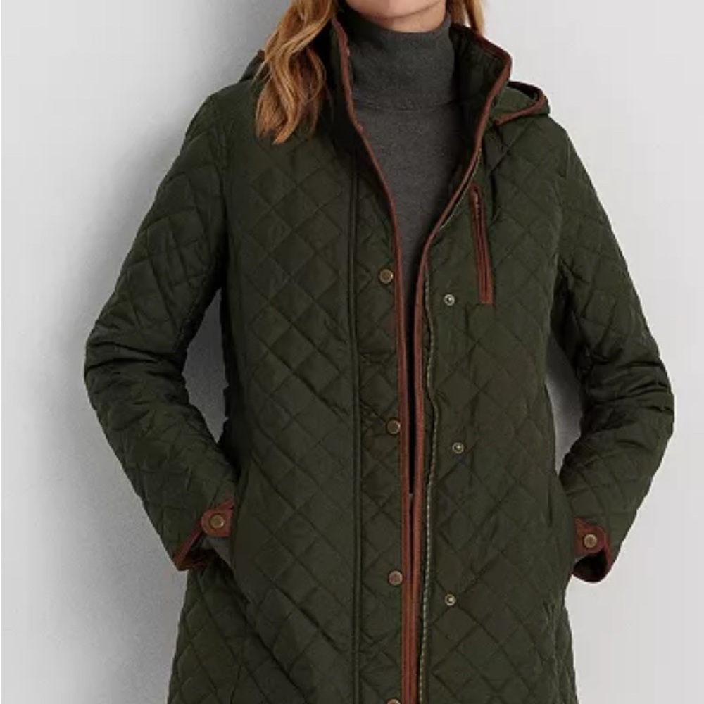 Women's  Lauren Ralph  Lauren hooded Quilted Green coat